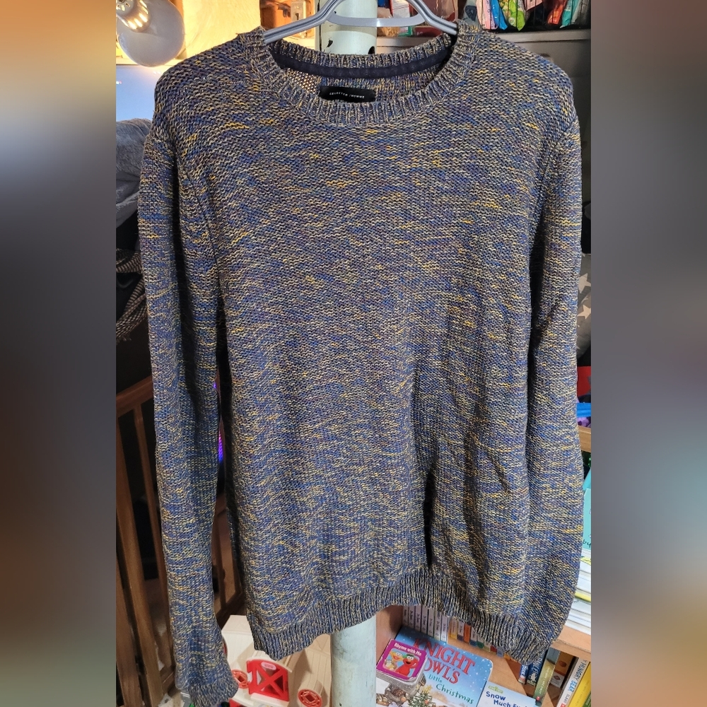 Stylish Men's Blue and Yellow Crewneck Sweater